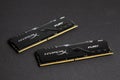 Dnipro. Ukraine. 17 march 2021. Sticks of computer random access memory RAM hyperx. dark background