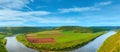 Dnister river bend canyon panorama Royalty Free Stock Photo