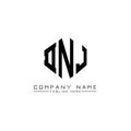 DNJ letter logo design with polygon shape. DNJ polygon and cube shape logo design. DNJ hexagon vector logo template white and Royalty Free Stock Photo