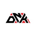DNK triangle letter logo design with triangle shape. DNK triangle logo design monogram. DNK triangle vector logo template with red Royalty Free Stock Photo