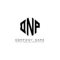 DNP letter logo design with polygon shape. DNP polygon and cube shape logo design. DNP hexagon vector logo template white and Royalty Free Stock Photo