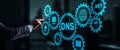 DNS concept businessman touching on virtual screen. Royalty Free Stock Photo