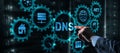 DNS concept businessman touching on virtual screen Royalty Free Stock Photo