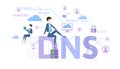 DNS concept, Domain Name System. Decentralized naming system for computers, devices, services, or other resources