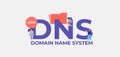 DNS domain name system. Digital graphic scripts and business monitoring interfaces programming and coding technologies.