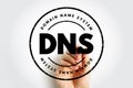 DNS Domain Name System - hierarchical naming system built on a distributed database for computers, services, or any resource Royalty Free Stock Photo