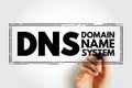 DNS Domain Name System - hierarchical naming system built on a distributed database for computers, services, or any resource Royalty Free Stock Photo