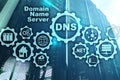DNS. Domain Name System. Network Web Communication. Internet and digital technology concept Royalty Free Stock Photo
