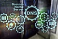 DNS. Domain Name System. Network Web Communication. Internet and digital technology concept Royalty Free Stock Photo