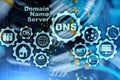 DNS. Domain Name System. Network Web Communication. Internet and digital technology concept Royalty Free Stock Photo