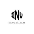 DNV letter logo design with polygon shape. DNV polygon and cube shape logo design. DNV hexagon vector logo template white and Royalty Free Stock Photo
