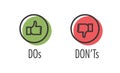 Do and Don`t or Like and Unlike Icons w Positive and Negative Sy Royalty Free Stock Photo