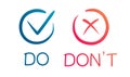 Do and dont icon vector hand draw style isolated