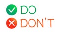 Do and dont icon vector hand draw style