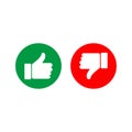 Do and Dont symbols. Thumbs up and thumbs down circle emblems.