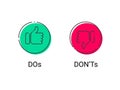 Do and Dont thumb up down vector thin line icons