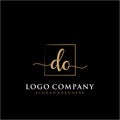 DO Initial handwriting logo with rectangle template vector