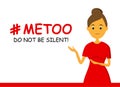 Do not be silent. The concept of sexual violence and harassment. Metoo movement. Hashtag. Feminism. Vector illustration isolated