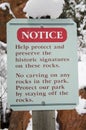 Do not create damage to historic rocks sign