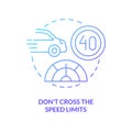 Do not cross speed limits blue gradient concept icon