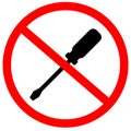 Do not disassemble icon. Do not unscrew vector caution sign. No repairing symbol