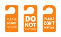 Do not disturb hanger icon for door. Hotel warning of silence tag. Quiet handle sign for office, private room. illustration