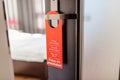 Do not disturb hotel door hanger on room doors Royalty Free Stock Photo