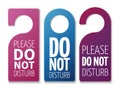 Do not disturb room vector signs. Hotel door hangers Royalty Free Stock Photo