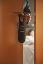 Do not disturb sign on the door Royalty Free Stock Photo