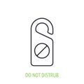 Do not disturb sign outline icon. Vector illustration. Hotel door sign. Symbol of hotel, travel and tourism.