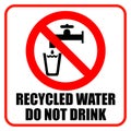 do not drink recycled water sign with warning text