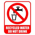 do not drink recycled water sign with warning text and background