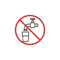 Do not drink water line icon, prohibition sign Royalty Free Stock Photo