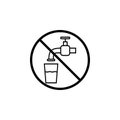 Do not drink water line icon, prohibition sign, Royalty Free Stock Photo