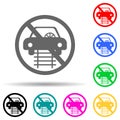 do not drive on rails multi color style icon. Simple glyph, flat vector of railway warnings icons for ui and ux, website or mobile Royalty Free Stock Photo
