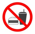 Do not eat and drink symbol. No eating or drinking, prohibition sign.Vector illustration. Royalty Free Stock Photo