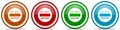 Do not enter, access, entry glossy icons, set of modern design buttons for web, internet and mobile applications in four colors