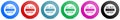 Do not enter, access, entry vector icons, set of circle gradient buttons in 6 colors options for webdesign and mobile applications