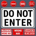 Do Not Enter Danger Warning Signs. Prohibition and Restriction Symbols Set Royalty Free Stock Photo