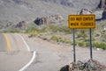 Do Not Enter When Flooded Sign on Route 66 in Mohave County, Arizona USA