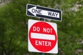 `Do not enter` and `One way` road signs in New York, Manhattan, USA Royalty Free Stock Photo