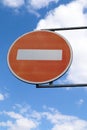 Do not enter road sign on blue sky background Royalty Free Stock Photo