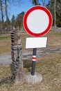 Do not enter road sign on the grass area Royalty Free Stock Photo