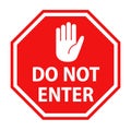 Do not enter sign with hand symbol icon vector illustration Royalty Free Stock Photo