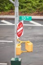 Do not enter traffic sign on the 10 Avenue in New York City, selective focus, USA Royalty Free Stock Photo