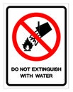 Do Not Extinguish With Water Symbol Sign, Vector Illustration, Isolate On White Background Label .EPS10 Royalty Free Stock Photo