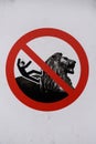 Do not fall off a lion sign Royalty Free Stock Photo