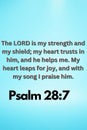 The Lord is my strength and my shield my heart trusts in him and he helps me my heart leaps for joy and with my songPsalm 28 :7 Royalty Free Stock Photo