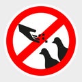 Do not feed the animals wildlife birds sign, vector illustration Royalty Free Stock Photo