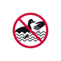Do not feed birds and fish prohibited sign, don't feed the ducks forbidden modern round sticker, vector illustration Royalty Free Stock Photo